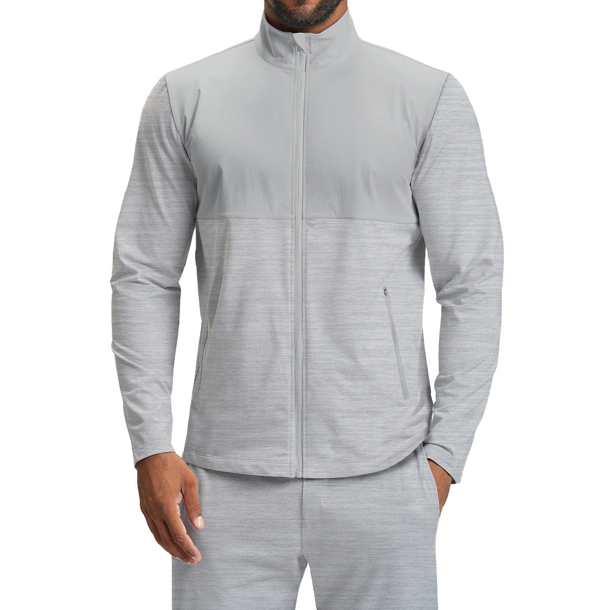 Men’s Color-Block Long Sleeve Zip-Up Sports Jacket