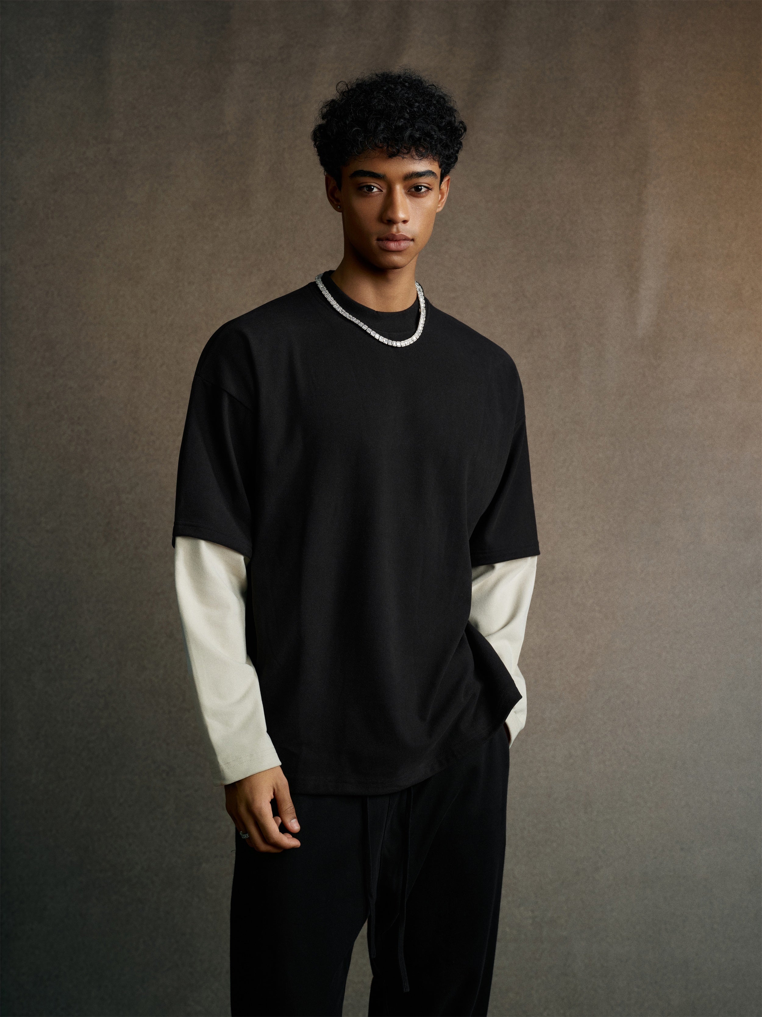 Men’s Layered Contrast Long Sleeve T-Shirt (320G)