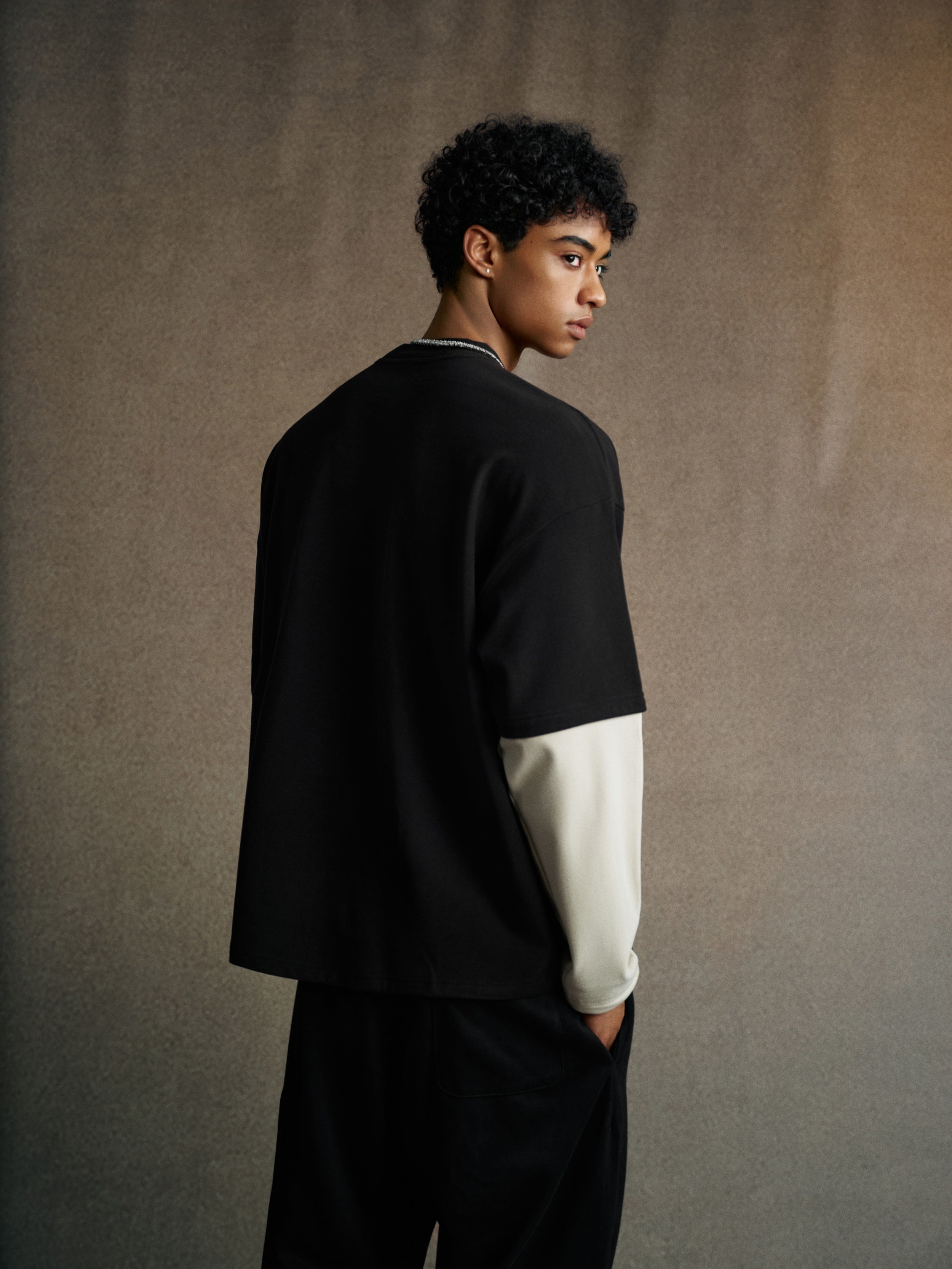 Men’s Layered Contrast Long Sleeve T-Shirt (320G)