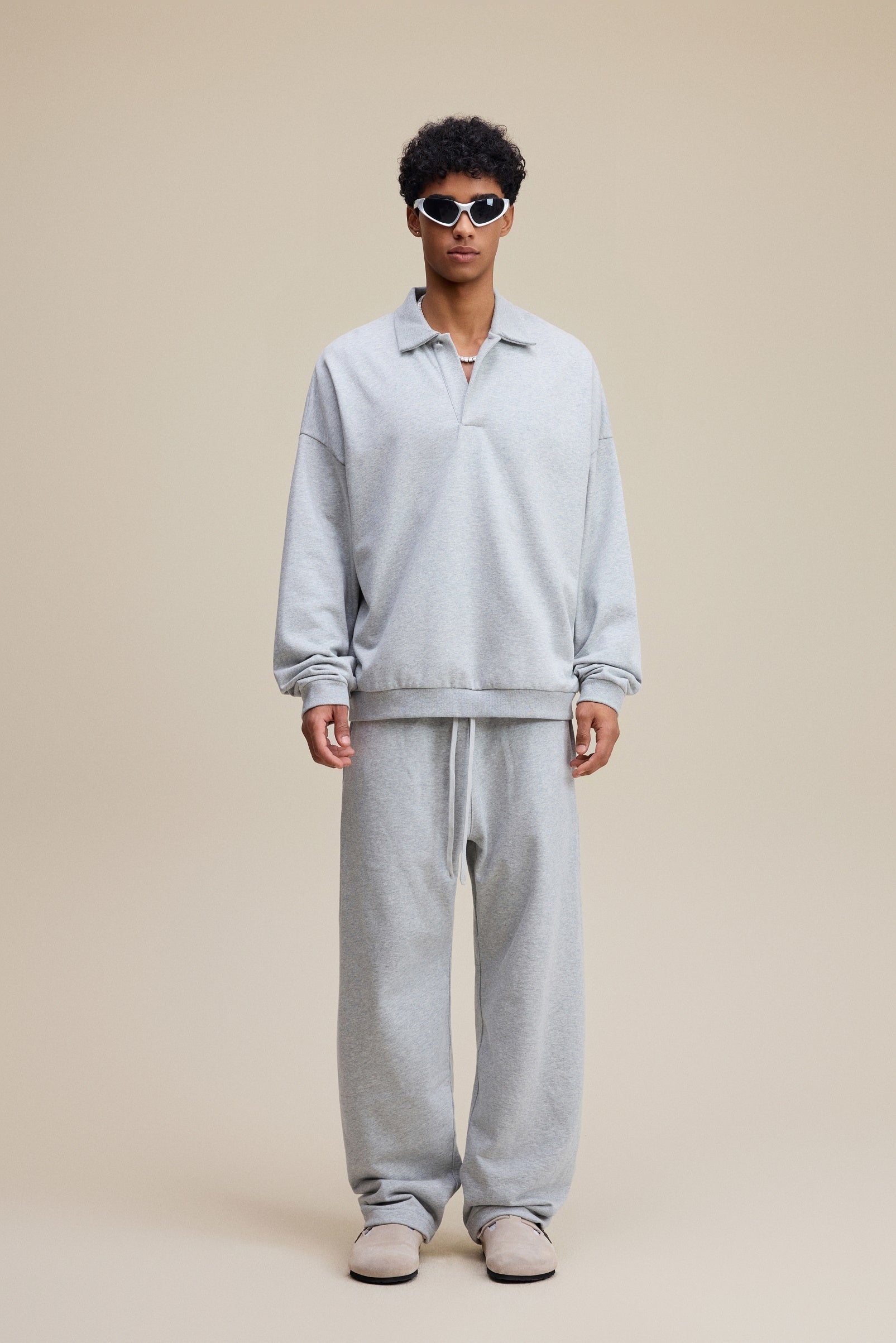 Men’s Heavyweight Fleece Oversized Polo Sweatshirt (445G)