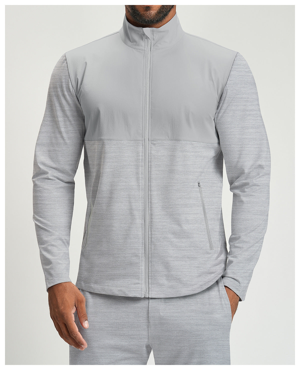 Men’s Color-Block Long Sleeve Zip-Up Sports Jacket