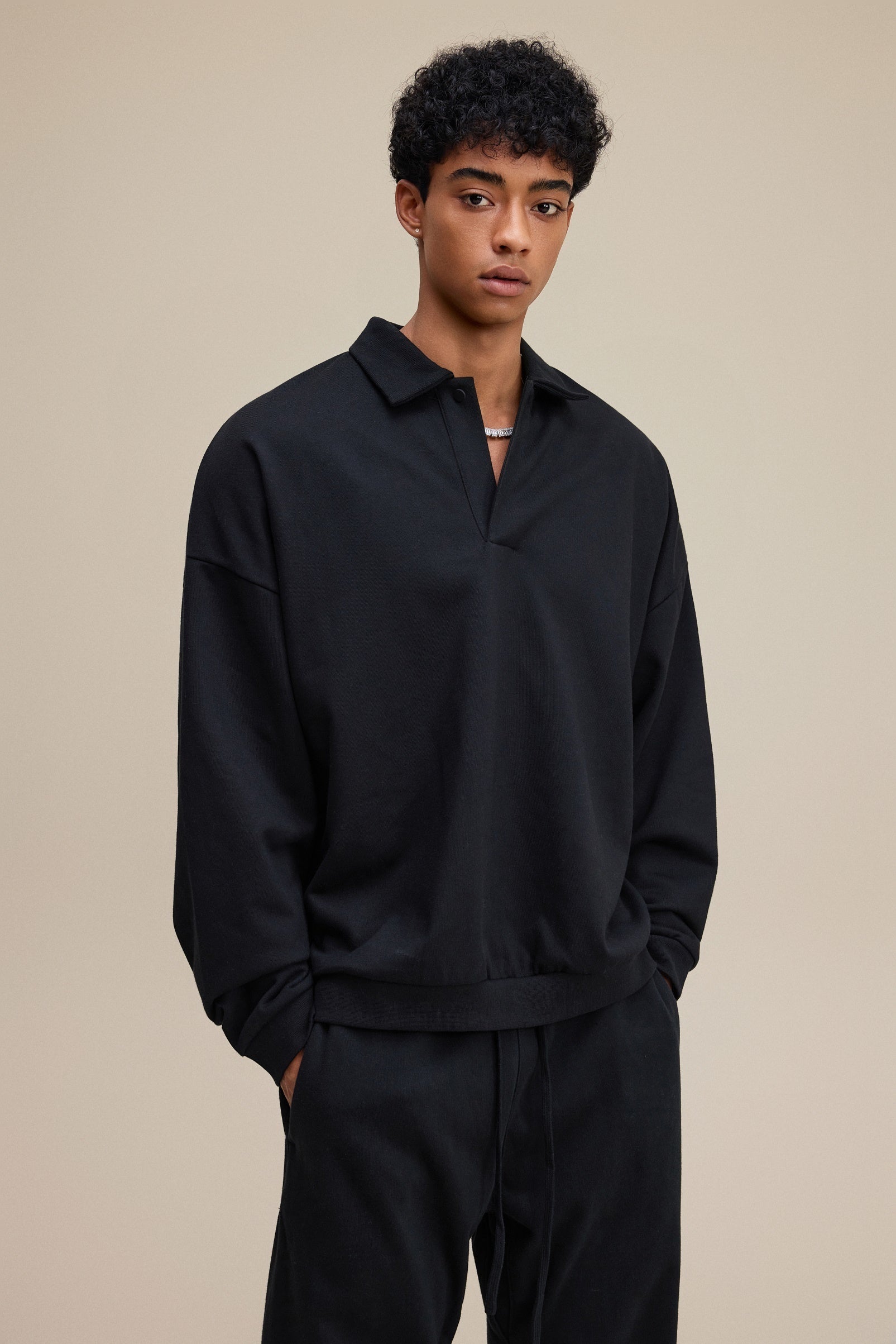 Men’s Heavyweight Fleece Oversized Polo Sweatshirt (445G)