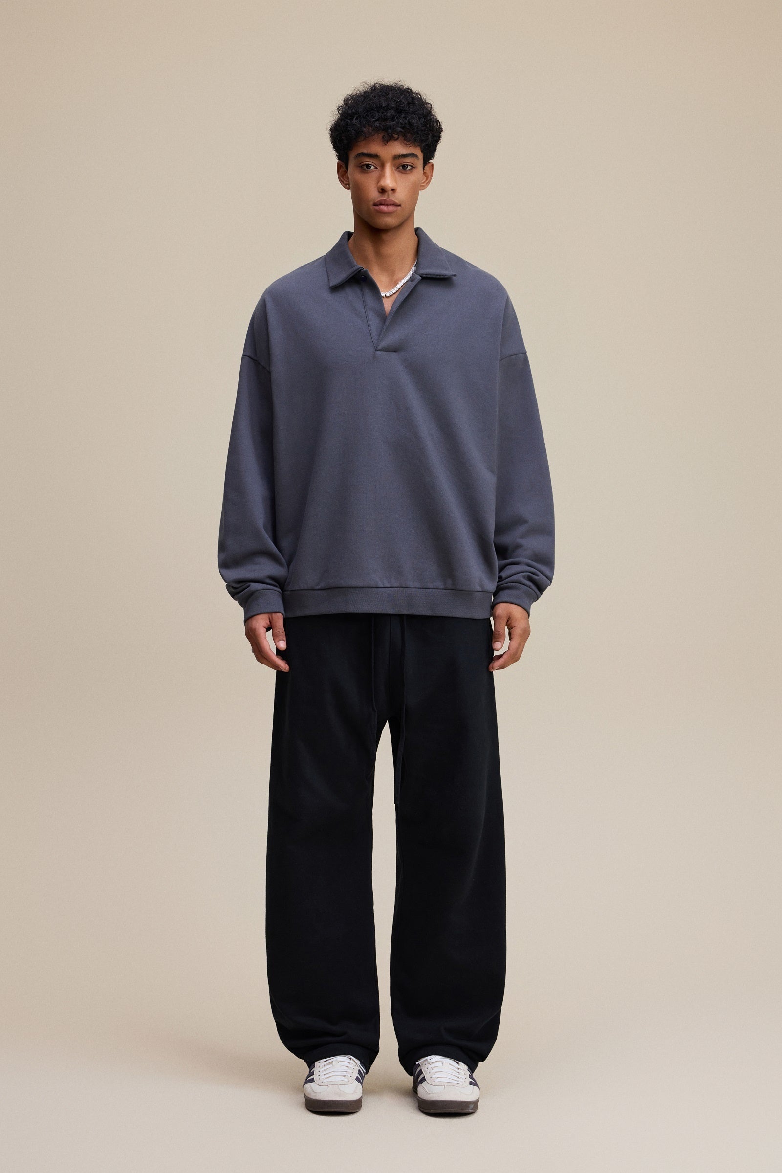 Men’s Heavyweight Fleece Oversized Polo Sweatshirt (445G)