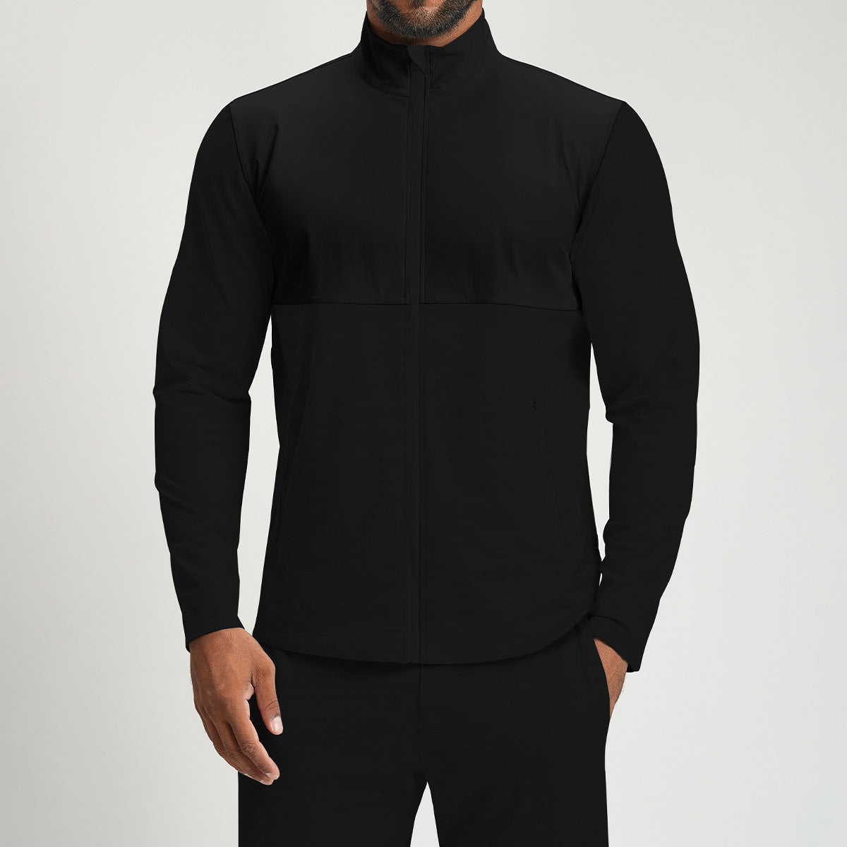 Men’s Color-Block Long Sleeve Zip-Up Sports Jacket