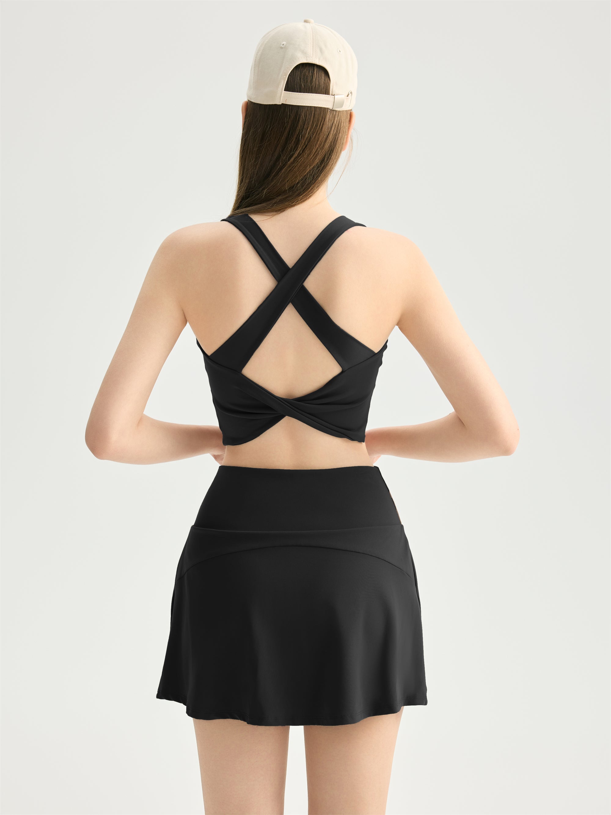 Wide Strap Cross Back Sports Bra