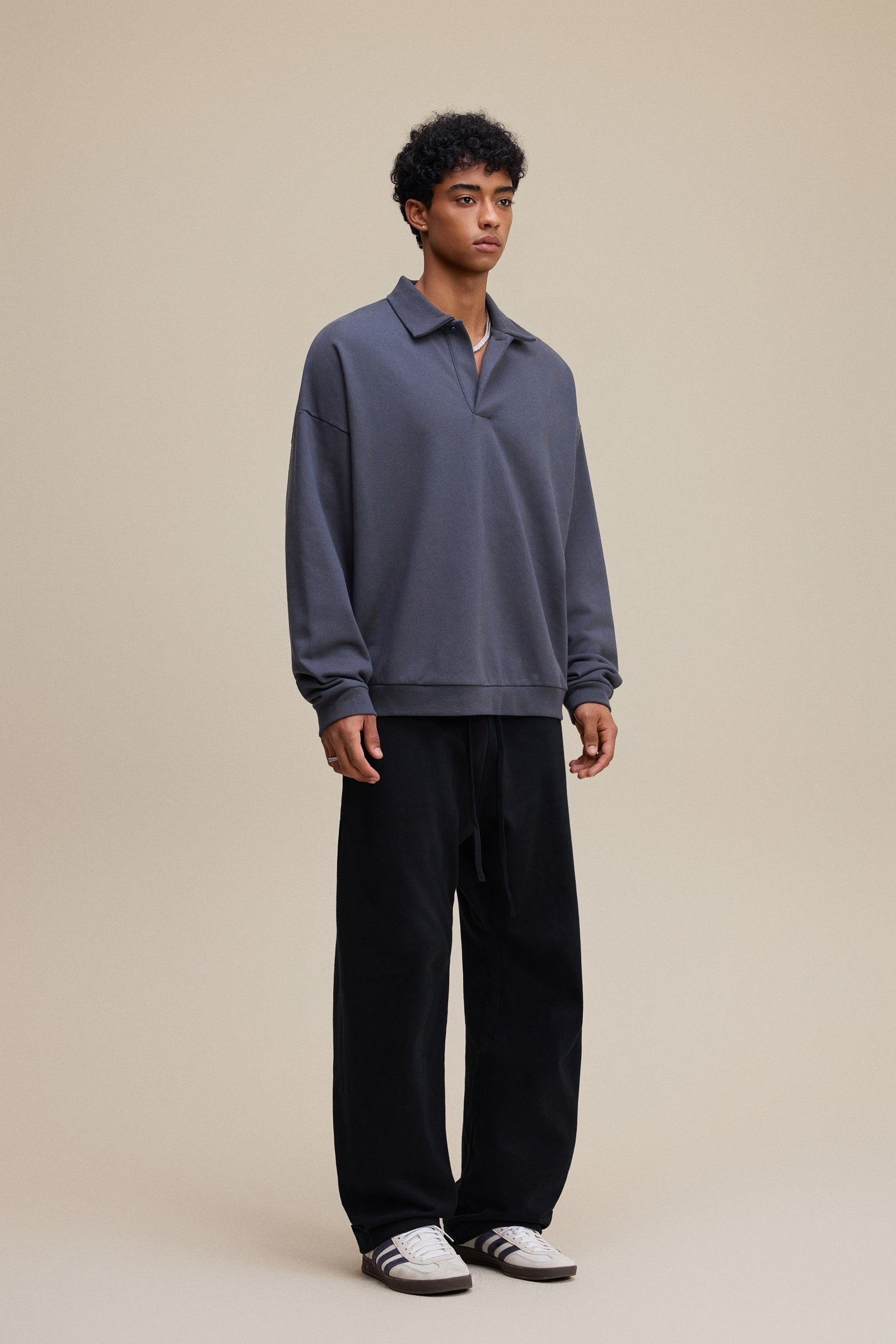 Men’s Heavyweight Fleece Oversized Polo Sweatshirt (445G)