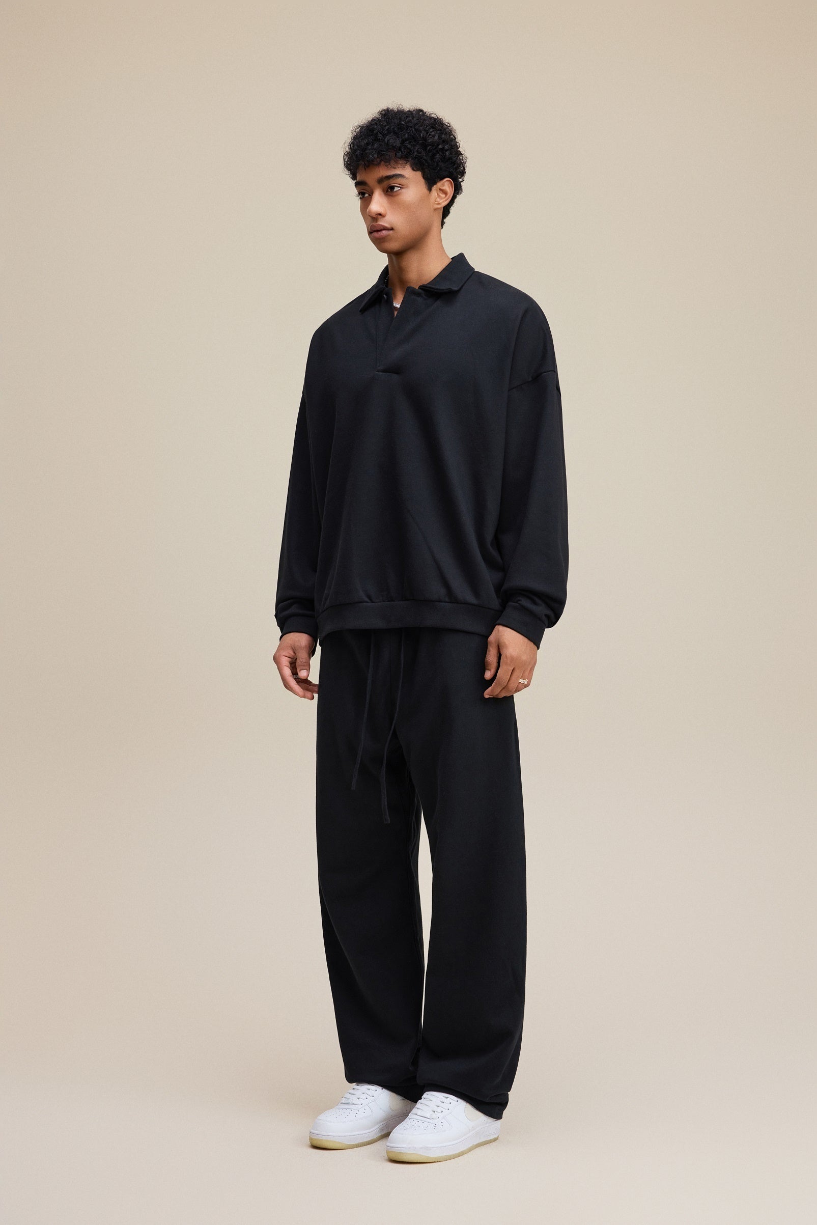 Men’s Heavyweight Fleece Oversized Polo Sweatshirt (445G)