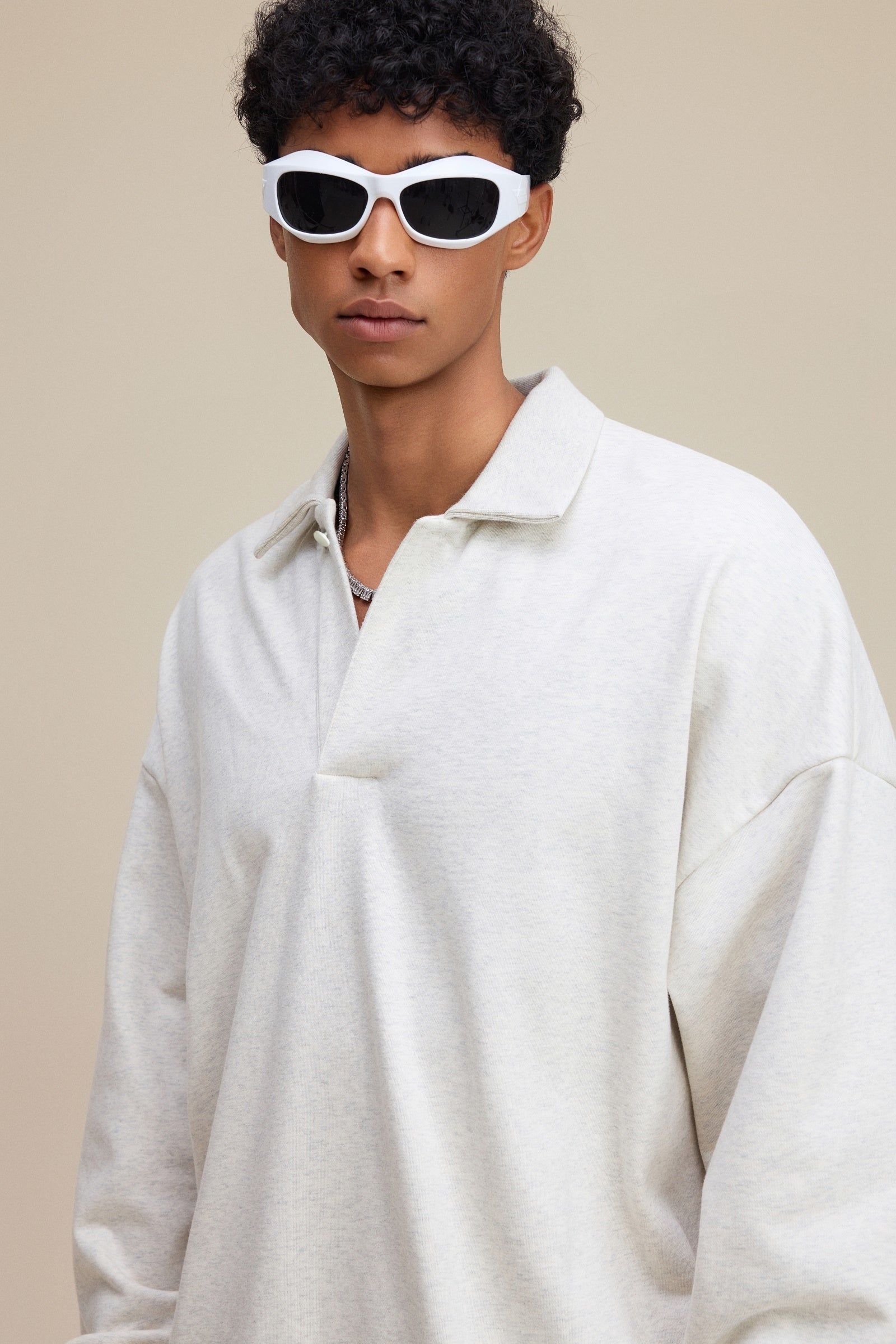Men’s Heavyweight Fleece Oversized Polo Sweatshirt (445G)